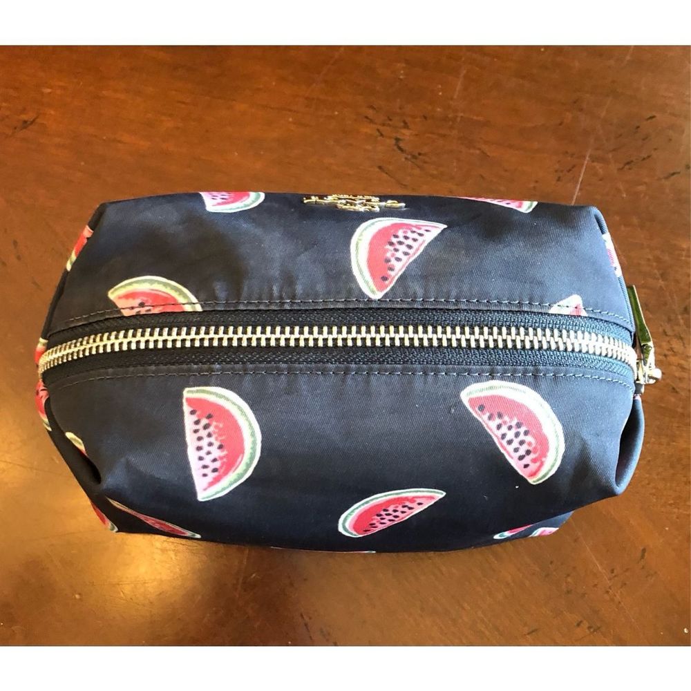 COACH - Watermelon Cosmetic Bag in Navy Canvas. So cute and LIKE NEW! 🍉 - Picture 9 of 12